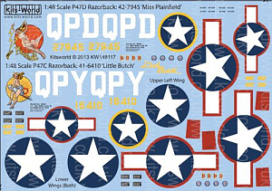 Decal 1/48 Republic P-47C Thunderbolt 'Razorback' (Kits-World)