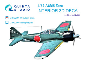 A6M5 Zero (Mitsubishi Prod.) 3D-Printed & coloured Interior on decal paper (Fine molds)