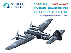 Bristol Beaufighter Mk.I 3D-Printed & coloured Interior on decal paper (Hasegawa/MPM/Hobby2000) (small version)