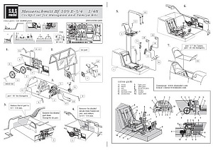 Additions (3D resin printing) 1/48 Messerschmitt Bf-109E cockpit set (HAS/TAM)