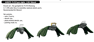 Additions (3D resin printing) 1/48 North-American P-51D-5 Mustang gun sights (designed to be used with Eduard kits) 