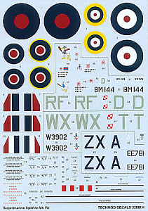 Decal 1/32 Supermarine Spitfire Mk.Vb (5) RM144 RF-D 303 Polish Sqn 3 versions' (Techmod)