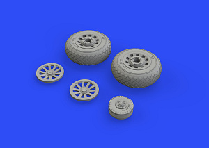 Additions (3D resin printing) 1/48       North-American P-51D-5 Mustang wheels diamond tread (designed to be used with Eduard kits) 