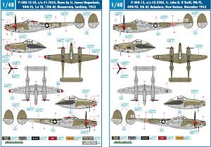 Decal 1/48 Lockheed P-38F/G Lightning x 5 aircraft