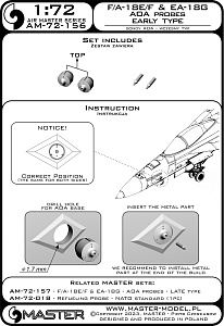 Aircraft detailing sets (brass) 1/72  Boeing F/A-18E/F Super Hornet & EA-18G Growler - Angle Of Attack probe - early type 