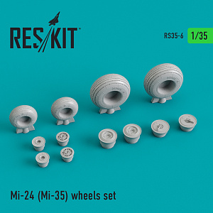 Additions (3D resin printing) 1/35 Mil Mi-24 (Mi-35) wheels set (1/35) (designed to used with Trumpeter kits)