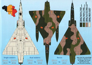 Decal 1/72 Belgian Air Force Dassault-Mirage 5 Stencilling & zappings (Daco Products)