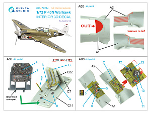 P-40N Warhawk 3D-Printed & coloured Interior on decal paper (Academy) (with 3D-printed resin parts)