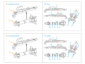 Light multi-purpose guided missile X-39 "Product 305" LMUR, single-pack kit for Ka-52M (for all kits)