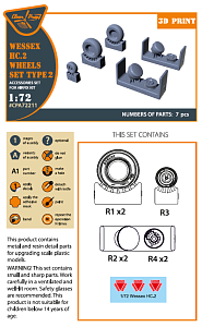 Additions (3D resin printing) 1/72 Westland Wessex HC.2 Wheel set type 2 (designed to be used with Airfix kits)