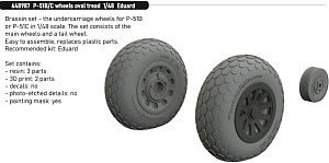 Additions (3D resin printing) 1/48 North-American P-51B/P-51C wheels oval tread 1/48 (designed to be used with Eduard kits)