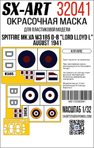 Paint Mask 1/32 Spitfire Мk.Va W3185 D-B "Lord Lloyd l", August 1941 (Kotare) (SX-Art)