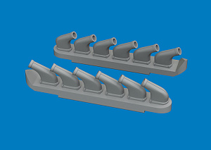 Additions (3D resin printing) 1/72 North-American P-51D Mustang exhaust stacks with fairing (3D-Printed) 1/72 (designed to be used with Arma Hobby kits)