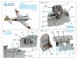 Nakajima Ki-44 Tojo 3D-Printed & coloured Interior on decal paper (Hasegawa)