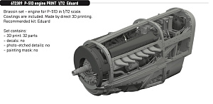 Additions (3D resin printing) 1/72 North-American P-51D Mustang engine (designed to be used with Eduard kits)