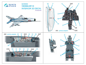 MiG-21F-13 3D-Printed & coloured Interior on decal paper (Eduard)