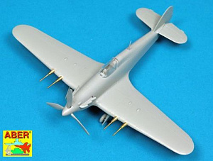 Aircraft detailing sets (brass) 1/72 Armament for British fighter Hurricane Mk.II Hispano 20mm (4 Pcs.)