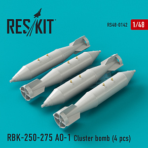 Additions (3D resin printing) 1/48 RBK-250-275 AO-1 Cluster bomb (4 pcs) (ResKit)