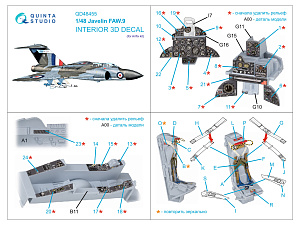 Javelin FAW.9 3D-Printed & coloured Interior on decal paper (Airfix)
