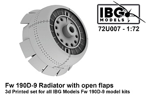 Additions (3D resin printing) 1/72 Radiator with open flaps for Focke-Wulf Fw-190D family (designed to be used with IBG Models kits) 