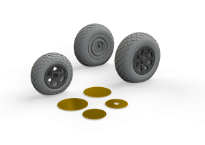 Additions (3D resin printing) 1/48 Lockheed P-38F/G Lightning wheels with weighted tyre effect (designed to be used with Tamiya kits) 