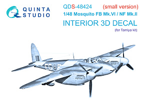 Mosquito FB Mk.VI/NF Mk.II 3D-Printed & coloured Interior on decal paper (Tamiya) (Small version)