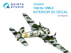 Hs 129B-2 3D-Printed & coloured Interior on decal paper (Takom)