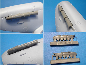 Additions (cast) 1/48 Spitfire Mk.V Exhaust Pipes (Airfix) (Vector) 