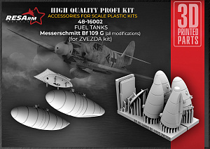 Additions (3D resin printing) 1/48 Fuel tanks for Bf-109G (all modifications) (Zvezda) (RESArm)