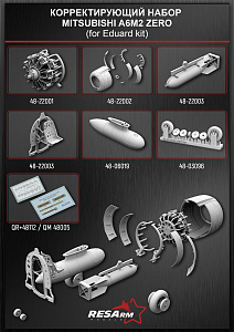 Additions (3D resin printing) 1/48 Mitsubishi A6M2 ZERO Conversion Kit (RESArm)