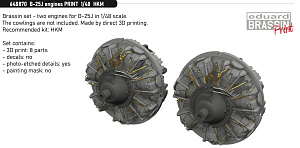 Additions (3D resin printing) 1/48 North-American B-25J Mitchell engines (3D-Printed) (designed to be used with Hong Kong Models kits)