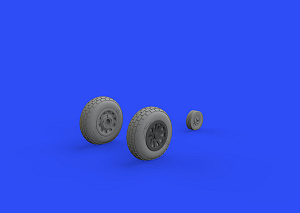 Additions (3D resin printing) 1/48 North-American P-51D-5 Mustang wheels with weighted tyre effect block tread (designed to be used with Eduard kits) 
