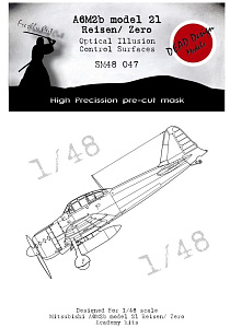 Mitsubishi A6M2b Control Surfaces 3D/optical illusion paint mask for control surfaces (designed to be used with Academy kits)