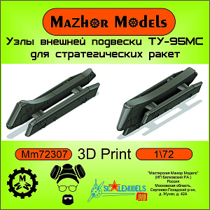 Additions (3D resin printing) 1/72 Pylons AKU-5M (X-55) for TU-95 (Mazhor Models)