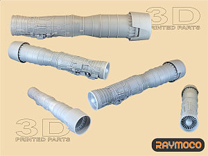 Additions (3D resin printing) 1/48 Turbo Jet Engine D-30F6 (AMK) (2 Sets) (for MiG-31) (Raymoco)