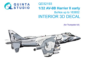 AV-8B Harrier II early 3D-Printed & coloured Interior on decal paper (Trumpeter)