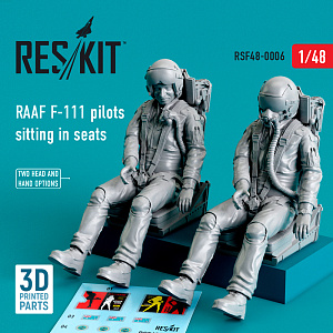 Additions (3D resin printing) 1/48 RAAF General-Dynamics F-111 pilots sitting in seats (2 pcs) (ResKit)