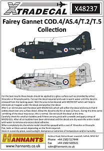 Decal 1/48 Fairey Gannet COD.4/AS.4/T.2/T.5 Collection (9) (Xtradecal)