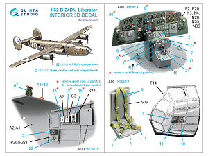 B-24D/B-24J Liberator, Pilot's compartment 3D-Printed & coloured Interior on decal paper (Hobby Boss)