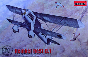 Model kit 1/48 Heinkel He 51 B.1 German biplane fighter (Roden)