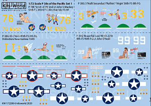 Decal 1/72 Lockheed P-38 Lightning's P-38 Lightning's of the Pacific (Late War) Set Two (Kits-World)