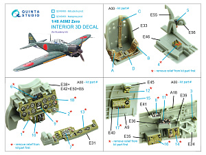 A6M2 Zero (Nakajima Prod.) 3D-Printed & coloured Interior on decal paper (Academy)