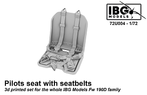 Additions (3D resin printing) 1/72 Pilots Seat with Seat belts for Focke-Wulf Fw-190D family (designed to be used with IBG Models kits) 