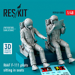 Additions (3D resin printing) 1/48 RAAF General-Dynamics F-111 pilots sitting in seats (2 pcs) (ResKit)