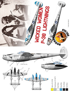 Decal 1/72 Lockheed P-38J Lightnings Wicked Women P-38 Lightnings (Bombshell)