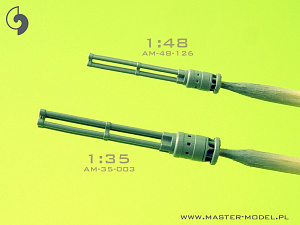 Aircraft guns (brass) 1/48 Mil Mi-24D/Mi-24E Hind - JakB-12.7 machine gun barrel and DUAS probe (metal and resin parts)