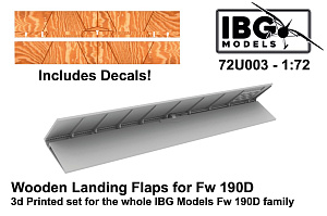 Additions (3D resin printing) 1/72 Wooden landing flaps fo Focke-Wulf Fw-190D family (designed to be used with IBG Models kits) 