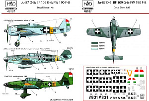 Decal 1/48 Bf 109G-6,Ju-87 D-5, Fw-190 F-8 (HAD)