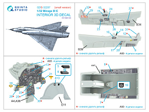 Dassault Mirage IIIC 3D-Printed & coloured Interior on decal paper (Italeri) (Small version)