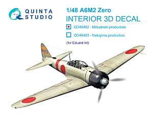 A6M2 Zero Mitsubishi Production 3D-Printed & coloured Interior on decal paper (Eduard)